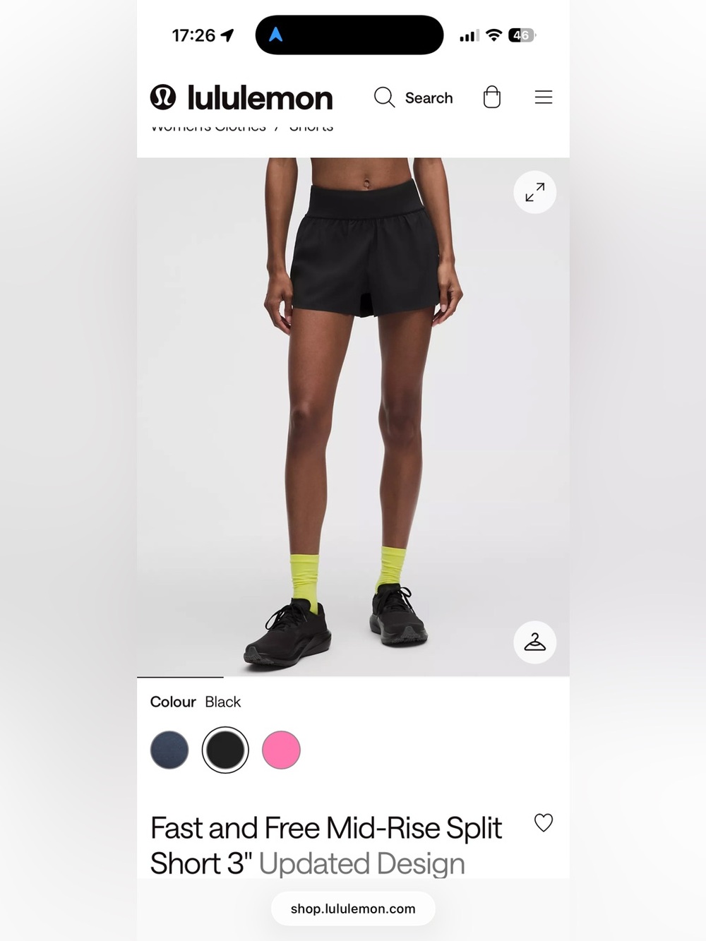 lululemon athletica Black Women's Fast and Free Mid-Rise Split Short